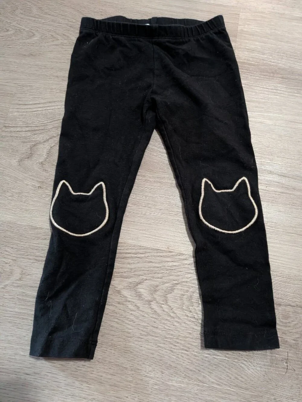 Gymboree Girls 2T Black Leggings Cat Knee Patch Discontinued